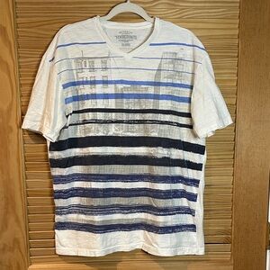 Ecko Unlimited White and Blue Striped Tee